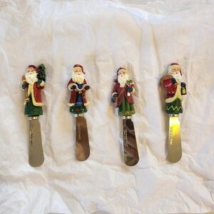 Santa Claus Christmas Rustic Cheese Spreader Knife Set Charcuterie Vintage 1990s